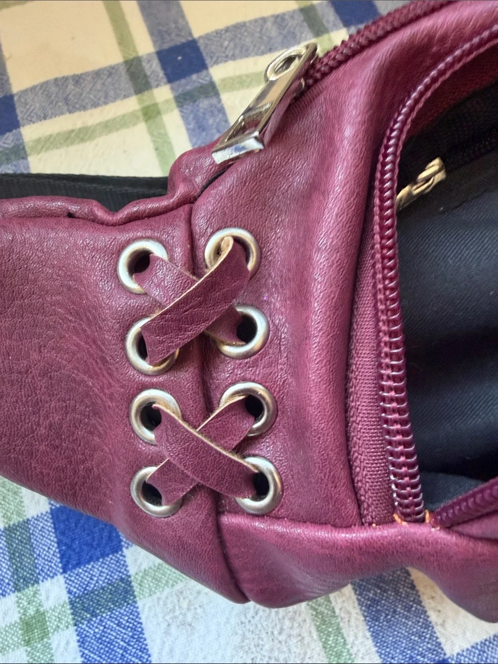 N/A burgundy leather